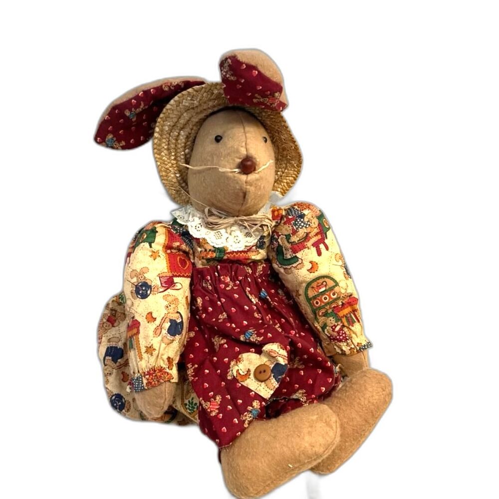 Vintage Handmade Bunny Rabbit Soft Plush Doll Decoration Floppy Cottagecore